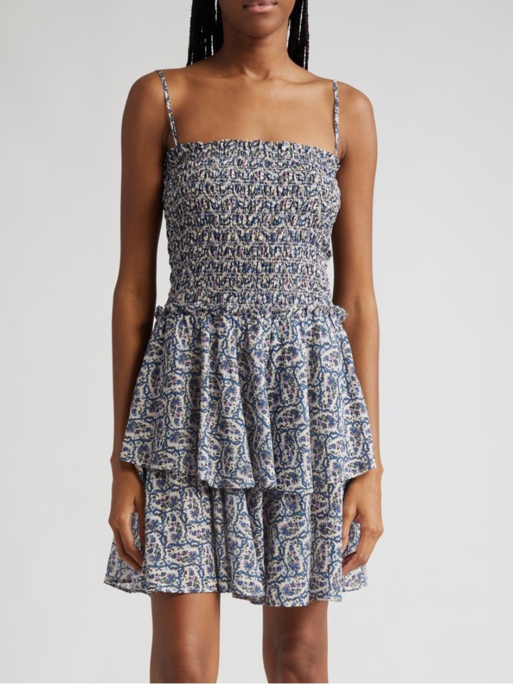 Isabel Marant Étoile Ecru Floral Tiered Ruffle Cotton Sundress - Picture 2 of 9